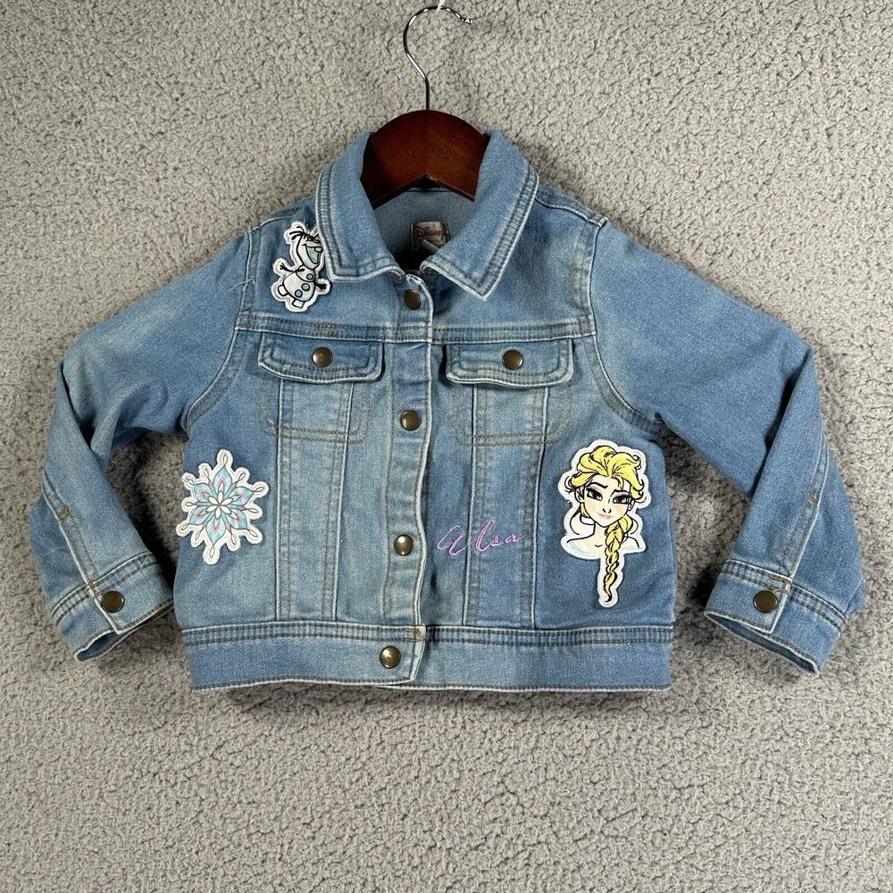 Disney Tutu Couture Girls‎ Jeans Jacket Frozen 3T Snap Button Pocket Embroidered